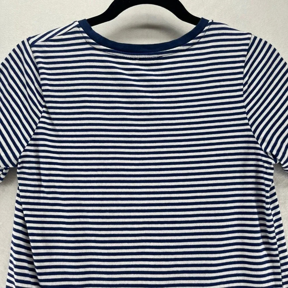 Ella Moss Top Women Size S Striped Crewneck Short Sleeve Jersey Cotton Blue - Picture 5 of 10
